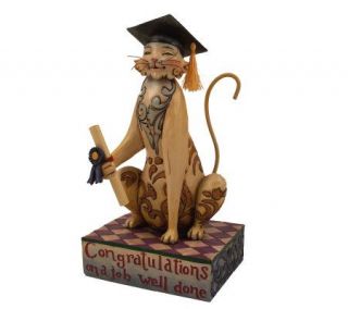 Jim Shore Heartwood Creek Graduation Cat Figurine by Enesco — 