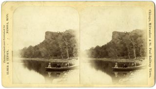 Maiden Rock on Lake Pepin Stereoview by Elmer Tenney of Winona
