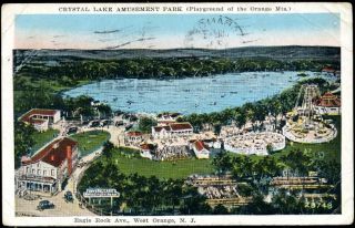 Crystal Lake Amusement Park West Orange NJ RARE Landis Postcard