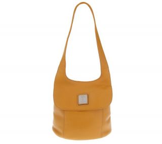 Tignanello Pebble Leather Half Flap Bucket Bag —