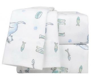 Northern Nights Cats Meow 100Cotton Flannel King Sheet Set —