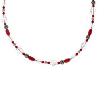 Carolyn Pollack Red Coral & Sterling Bead Necklace   J275203