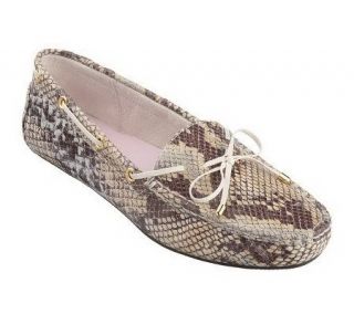 Isaac Mizrahi Live Snake Embossed Leather Moccasins   A199007