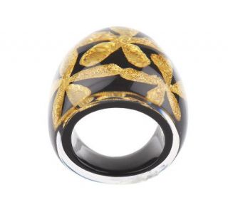 As Is Bold Black Resin Ring with 24K Gold Foil   J275889