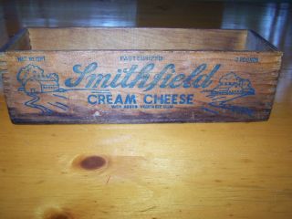 Vintage Smithfield Cream Cheese Wood Box Crate 3 Pounds Box PA