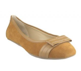 Isaac Mizrahi Live! Suede Ballerina Flats with Bow Detail   A217596