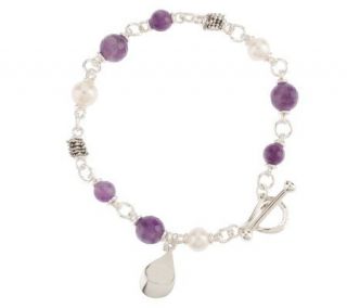 Michael Dawkins Sterling Facete Amethyst and Cultured Pearl 7 1/2 