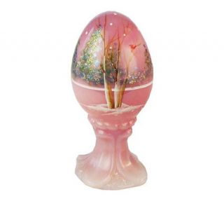Fenton Art Glass Rosalene Winter Scene Egg —