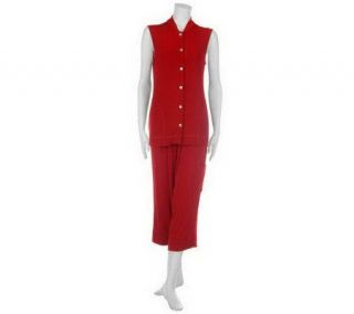 As Is Citiknits (R) Sleeveless Vest and Crop Pants   A232996