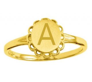 Personalized Satin Flower Design Signet Ring, 14K Gold   J310952