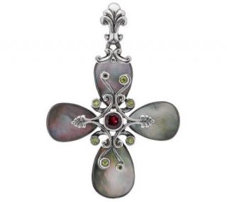 Carolyn Pollack Mother of Pearl and Gemstone Sterling Cross Enhancer 