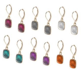 Set of 6 Faceted Crystal Lever Back Drop Earrings   J142597