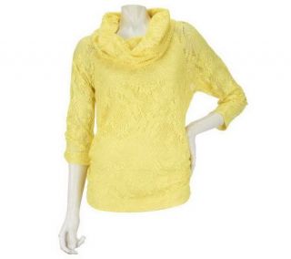 George Simonton Cowl Neck Lace Top with Ruching Detail   A222172