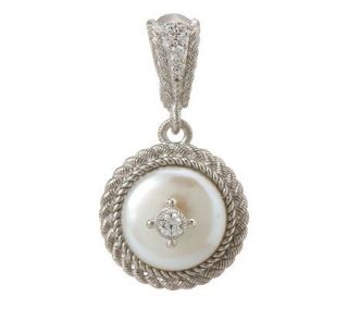 Judith Ripka Sterling 12.0mm Cultured Coin Pearl Enhancer with 