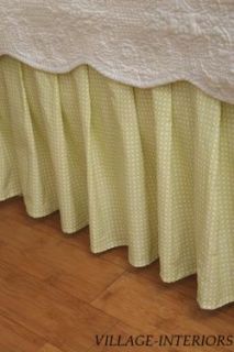 CLEARANCE Bethany Green White Trellis Check Queen Bedskirt Ruffle