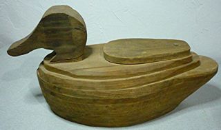  primitive folk art duck decoy from Cummaquid, MASS, Stacked wood duck