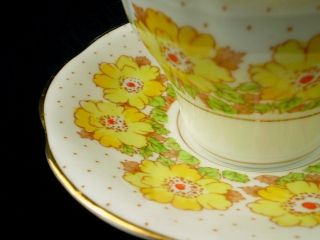 Vintage Yellow Rosina Tea Cup English Bone China Pretty Flowers Signed