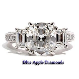 80 Carat Cushion Cut Diamond Engagement Ring GIA 18k Gold