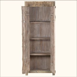  Reclaimed Wood Distressed Shelf White Wardrobe Armoire Cabinet Closet