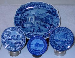 Ca. 1830s Staffordshire Enoch Wood Dark Blue Transferware Toddy Cup