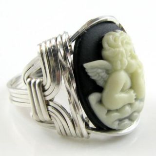 Custom Angel Cameo Ring Sterling Silver Jewelry