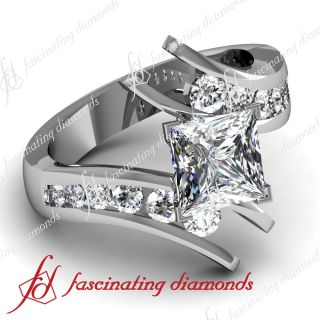  Cut Diamond Engagement Ring Channel Set CUT:EXCELLENT SI1 E GIA