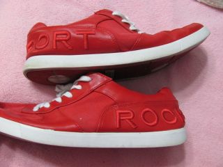 ROCKPORT XCS Red Croydon Trainers LEATHER SHOES Embroidered Mens Size