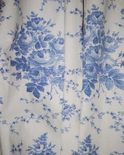  Lined Pinch Pleat Custom Made Blue White Floral Drapes 1 Pair