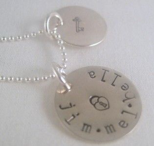 Custom Personalized Key Heart Necklace Silver Stamped