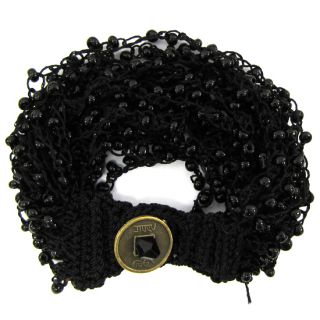 Glass Seed Bead Crochet Bracelet 8 Black Jet