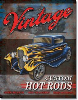 Vintage Retro Hot Rod Sign Auto Racing Garage Wrench