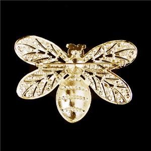 Sweet Bee Honeybee Brooch Rhinestone Crystal Clear Insect Pin