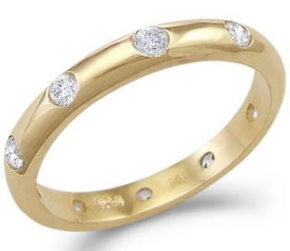 CZ Eternity Wedding Ring 14k Yellow Gold Anniversary Band 1 2 Carat
