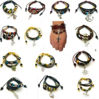 15 style Cross/ /Anchor Fashion Charm Punk Rope Goth Bracelet Bangle
