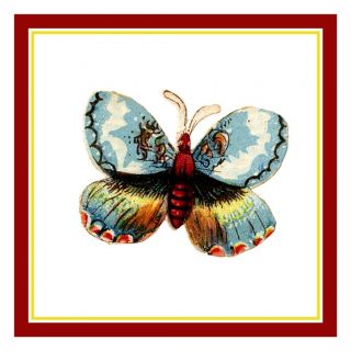 Colorful Red Gold Butterfly Counted Cross Stitch Chart
