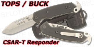 Buck Tops Csar T Respoder Folder w Sheath 091BKSTP New