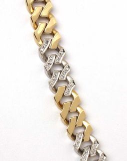 trendy 2 tone 18k gold diamonds cuban link chain
