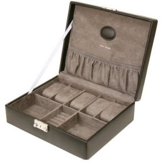   Black Leather Storage Valet Case for Watches and Jewelry Cuff Links