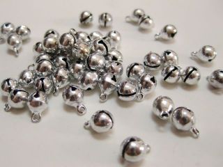 100 Jingle Bells Silver Craft Bells 6mm Beads Charms