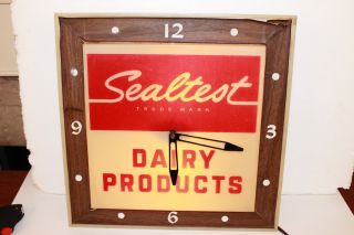 Vintage Sealtest Dairy Products Lighted Advertising Clock Working