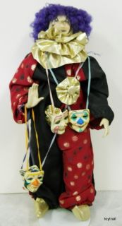 Dakin Faith Wick Pip 18 inch Clown Doll with Masks Vinyl Circa 1985