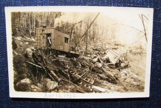 Train Wreck B M Crane Car Lake Sunapee NH 1922 RPPC