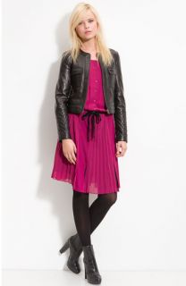 Trouvé Quilted Leather Jacket & Mixed Pleat Dress