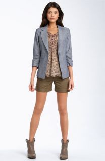 Gibson Lace Back Tank & Chambray Blazer with Sanctuary Belted Twill Shorts