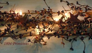 80 End to End Lighted FALL Pip Garland ~ BLACK~RUST~ORA NGE ~ connect