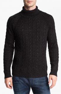 Khaki Surplus Turtleneck Sweater with Suede Trim