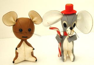 Dakin Stuffed Mice Leatherette One with Candy Cane Red Hat