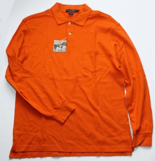 Daniel Cremieux Men Orange Long Sleeve Polo Shirt L