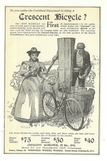 1895 WESTERN WHEEL WORKS NEW YORK CITY CRESCENT BICYCLE ADVERTISEMENT
