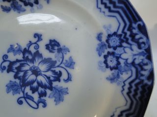 Antique Flow Blue Plate Daliah Pattern Edward Challinor Ironstone 1850